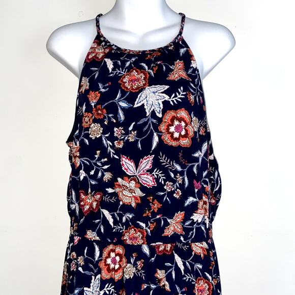 Old Navy Maxi Dress Women's Size Medium Blue Floral Ruffle Bottom * - Picture 4 of 9